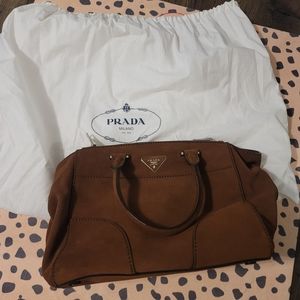 Prada suede leather purse, 100% authentic with original receipt and dust bag
